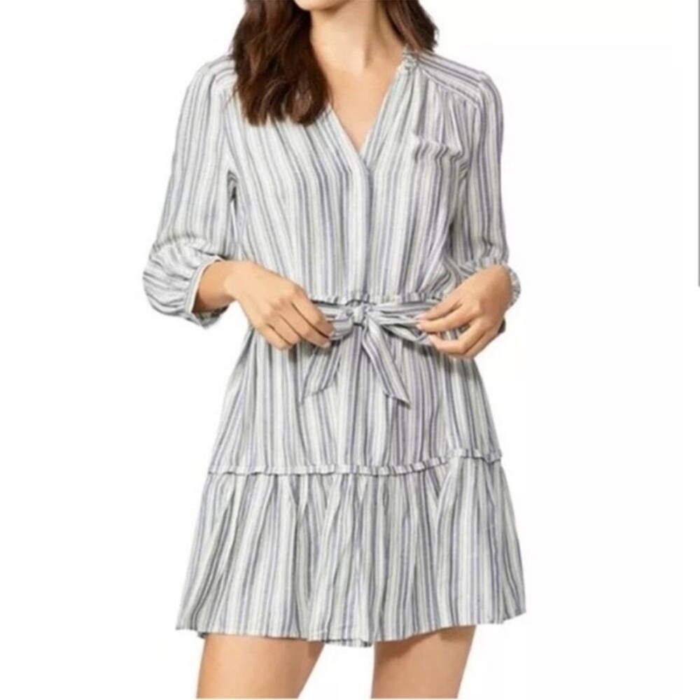 PAIGE Kylenn long sleeve tiered striped mini dress size medium - Picture 2 of 4
